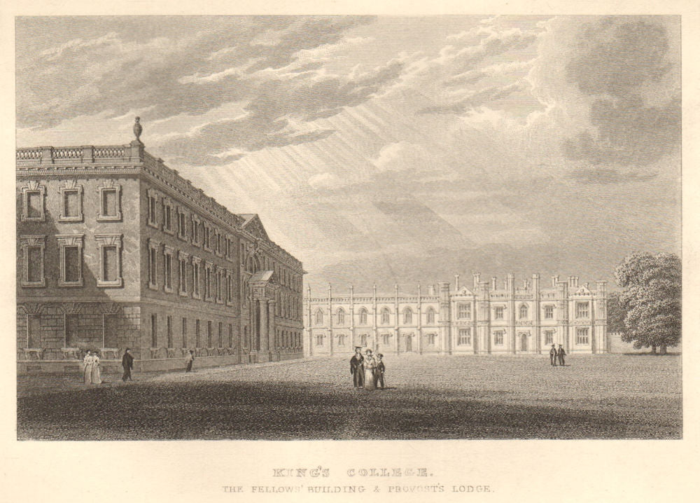 King's College. The Fellows' Building & Provost's Lodge, Cambridge. LE KEUX 1841